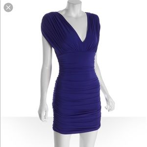 BCBG Regal Blue Jersey 'nevis' Ruched V-Neck Dress